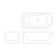 Desen tehnic al unei căzi de baie cu dimensiuni