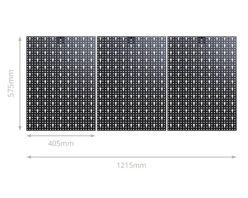 Trei plăci perforate cu dimensiunile 575 x 405 x 1215 milimetri