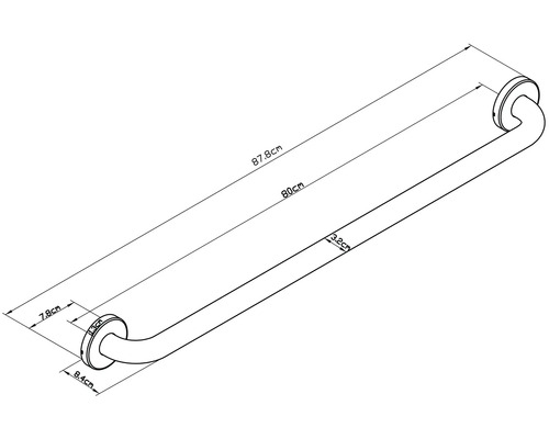 Desen tehnic al unui mâner de susținere cu dimensiuni